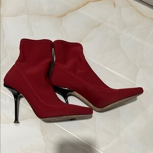 Elegant Red Women's Heeled Boots
